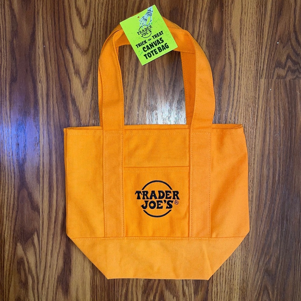NWT Trader Joe’s Limited Edition Trick or Treat Mini Canvas Tote Bag - Orange